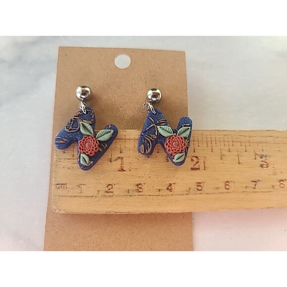 Polymer Clay Floral Dangling Earrings New - Picture 9 of 10